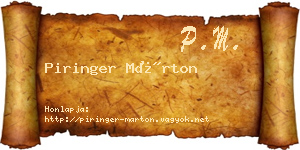 Piringer Márton névjegykártya