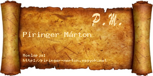 Piringer Márton névjegykártya